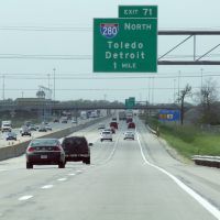 I-90, Exit 71 I-280 North Toledo Detroit 1 mile, Миллбури