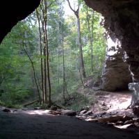 Looking through one of two natural bridges at Carters Caves State Resort Park,Ky., Рарден