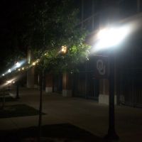 East side of Memorial Stadium next to Heisman Park at night-weird exposure, Норман