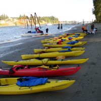 Sand Island Marine Park.  Kyaking is a popular group activity on the Columbia., Сант-Хеленс