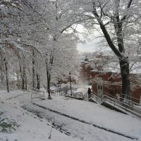 Snow at LHU, looking down steps, Флемингтон