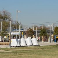 Farmers Branch Light Rail (DART) Station with Bicycle Parking Pods and Free Car Parking (237 Spaces, but not overnight). Stop for Dr Pepper StarCenter, Farmers Branch City Hall, Watterworth Park, Historical Park, Фармерс-Бранч