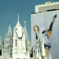 2002 Olympic building wrap with Mormon temple, Солт-Лейк-Сити