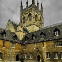 Ages old buildings and Chapeltower of Merton College. Oxford., Оксфорд