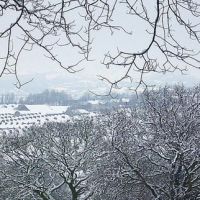 Accringtons snowy rooftops from Oak Hill Park, Аккрингтон