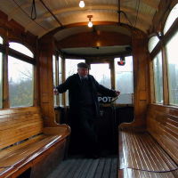 Inside the tram at the Black Country Museum, Дадли