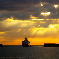 MS Saga Ruby Cruise Ship and a God of the Night, Dover Harbour, Kent, UK, Дувр