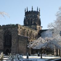 St Marys in the snow, Stafford, Стаффорд