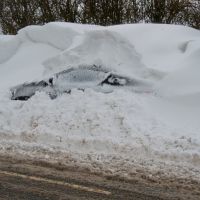CAR STUCK IN THE SNOW, CHORLEY, LANCASHIRE, ENGLAND., Чорли