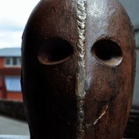 Northern Ireland. Derry~Londonderry. Antony Gormley: Sculpture for Derry Walls - at least the head of it., Лондондерри