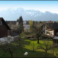 Blick auf den Hohen Kasten vom Hotel Büchel in Feldkirch, Фельдкирх