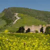 Republic of Mountainous Karabakh. Fortress-museum of the armenian antique city of Tigranakert and Vankasar church on a background., Карачала