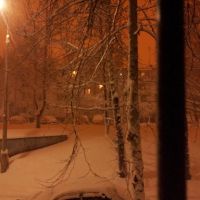 Dushanbe at night. Last snow., Айни