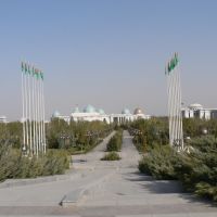 Ashgabat governmental buildings from 10 yul parki, Ашхабад
