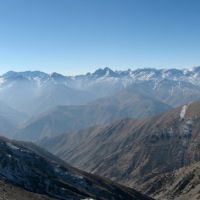 Panorama of Zarafshon ridge from Turkestan ridge. Tajikistan., Заамин