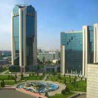 Tachkent : Banque centrale dOuzbékistan et le centre daffaires vus de lhôtel Intercontinental, Келес