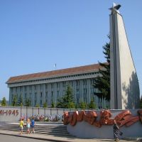 Памятник советским воинам и здание Рады, Хуст, Закарпатье, 2010, Хуст