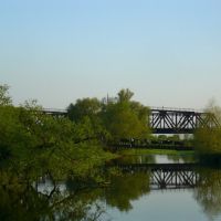 Walk and railway bridges in Irpen river, Ирпень