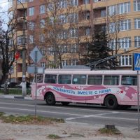 "Lets smile with us!". Trolleybus in Simferopol., Симферополь