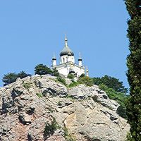 Krim - Jailagebirge - Forosski-Kirche - dient gleichzeitig als Leuchtturm!, Форос