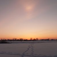 Зимний закат над ставком, Лутугино