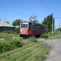 Sole tramcar on the Stakhanov-Irmino line, Стаханов