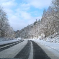 Дорога чоп-Киев в снегу. Road Chop-Kiev in snow., Сколе