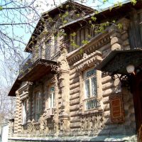Дом из камня, имитация деревянного сруба, Николаев