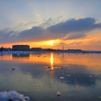 Ледовый закат. The reflection of the sunset on the ice., Белгород-Днестровский