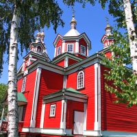 Noviy Korets. St. Paraskeva Friday Orthodox church between the birch trees., Корец