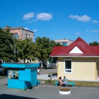 Кіоски у центрі Костополя (вигляд з пошти), Костополь