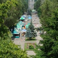 Вид на парк и храм Воздвижения, Тернополь