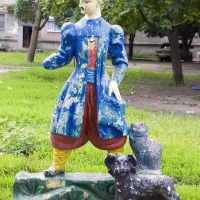 Sculpture of a kozak as a fairy-tale hero on the playground in city of Lozovaya, Ukraine, 2007, Лозовая