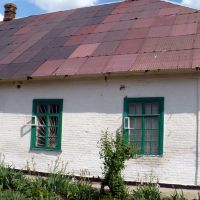 One of original, old buildings. Holes in wall: specially for birds. June, 2009, Аскания-Нова