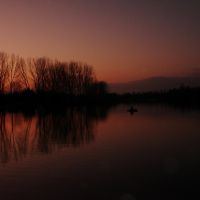 Одинокий рыбак. Вечером на Конке / Single fisherman. In the evening on the river Konka, Цюрупинск
