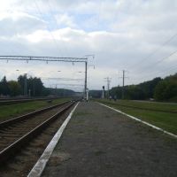 Станция Славута. Вид с третьей платформы в сторону Кривина, Славута