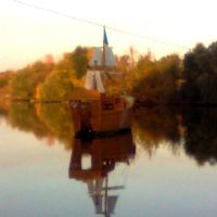 a boat in the water -mirror..., Монастырище