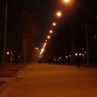 Shevchenka bvd. at night, Нововолынск