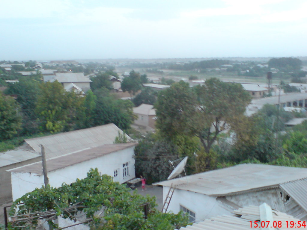 Вид с крыши дома по ул. Гулистан, 59. В сторону Кызылки - Старой крепости, Денау
