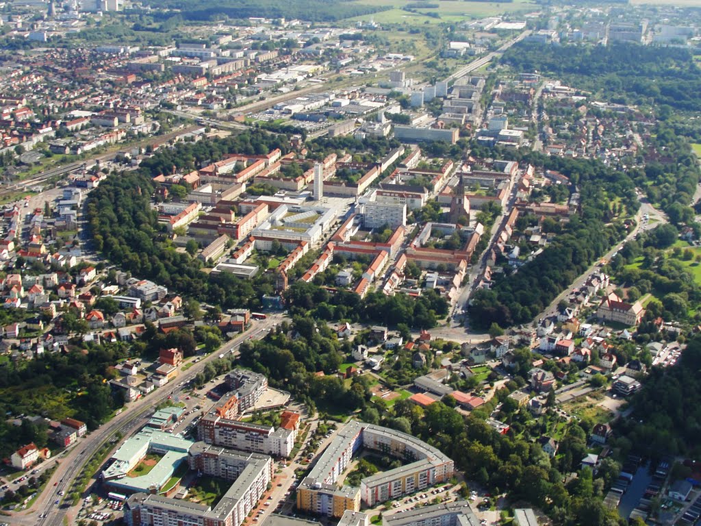 Panorama Luftaufnahme Neubrandenburg Zentrum mit Marktplatz Center - Panoramic Aerial Neubrandenburg center marketplace Center, Нойебранденбург