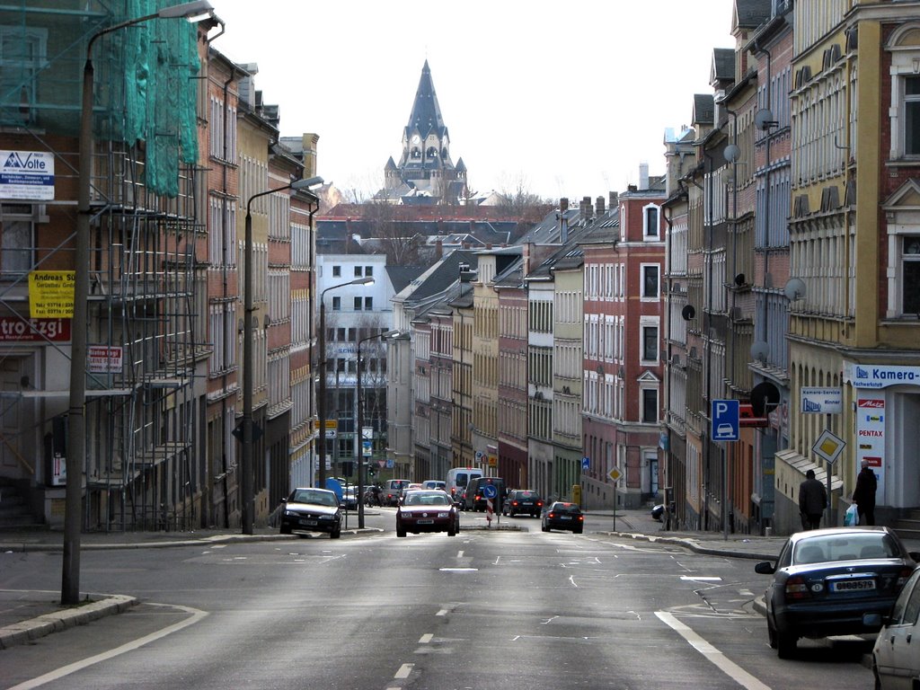 Chemnitz-Zietenstraße mit Blick zur Lutherkirche, Хемниц