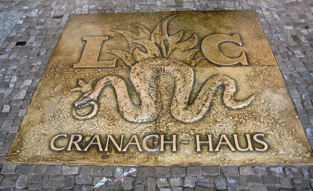 Gedenktafel für den Maler Lucas Cranach d.Ä. in Lutherstadt Wittenberg, Sachsen-Anhalt, aufgenommen Juli 2009, Виттенберг