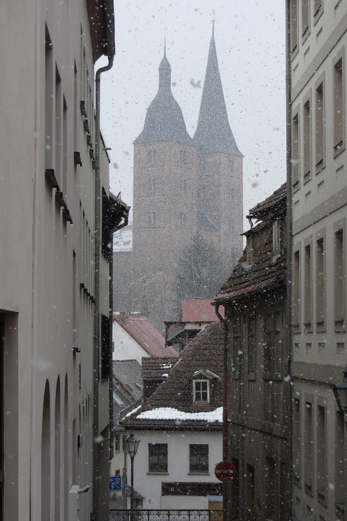 Schneegestöber am Ostersonntag - die Roten Spitzen von Altenburg, Альтенбург