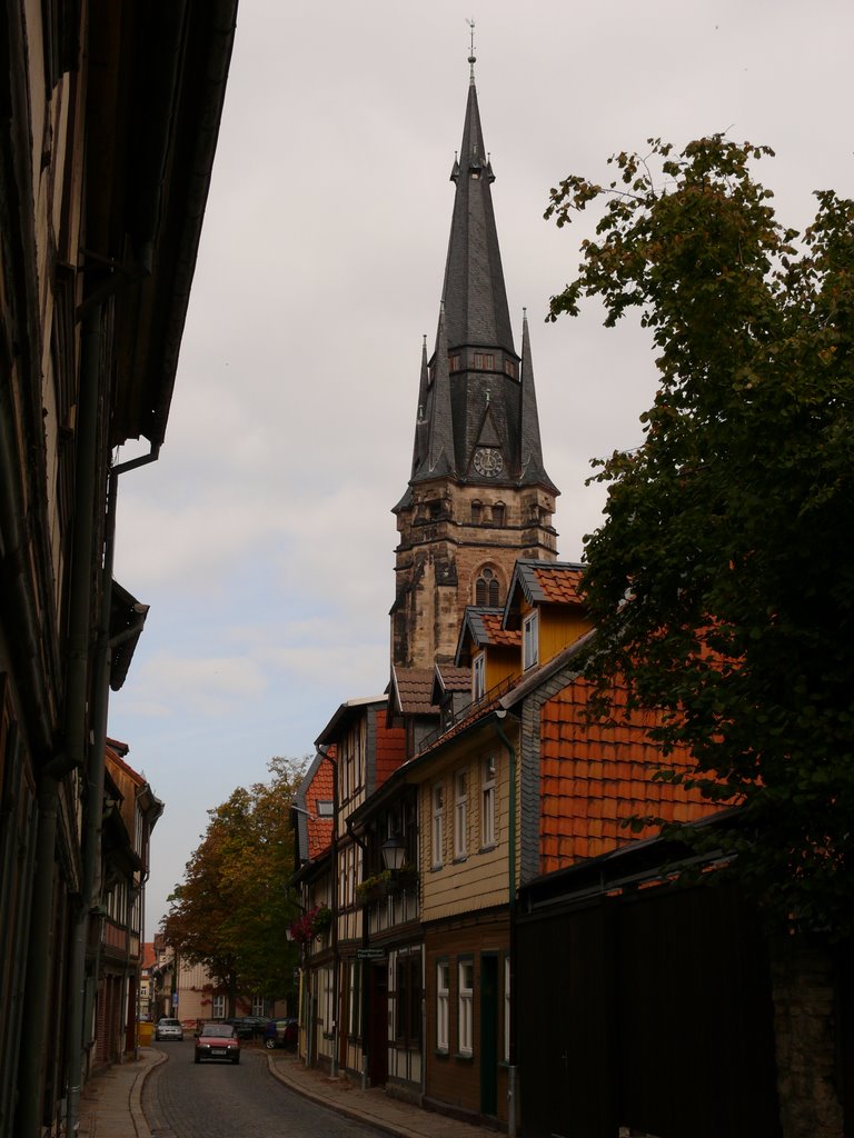 Wernigerode - Büchtingenstraße mit Liebfrauenkirche, Вернигероде