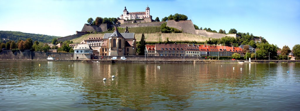 Panorama of River Main with view of Fortress Marienburg, Вюрцбург