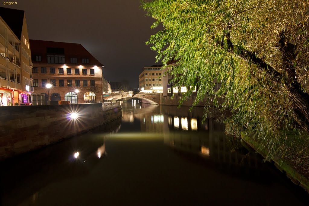 Nürnberg bei Nacht-Fleischerbrücke-November-2013-D, Нюрнберг