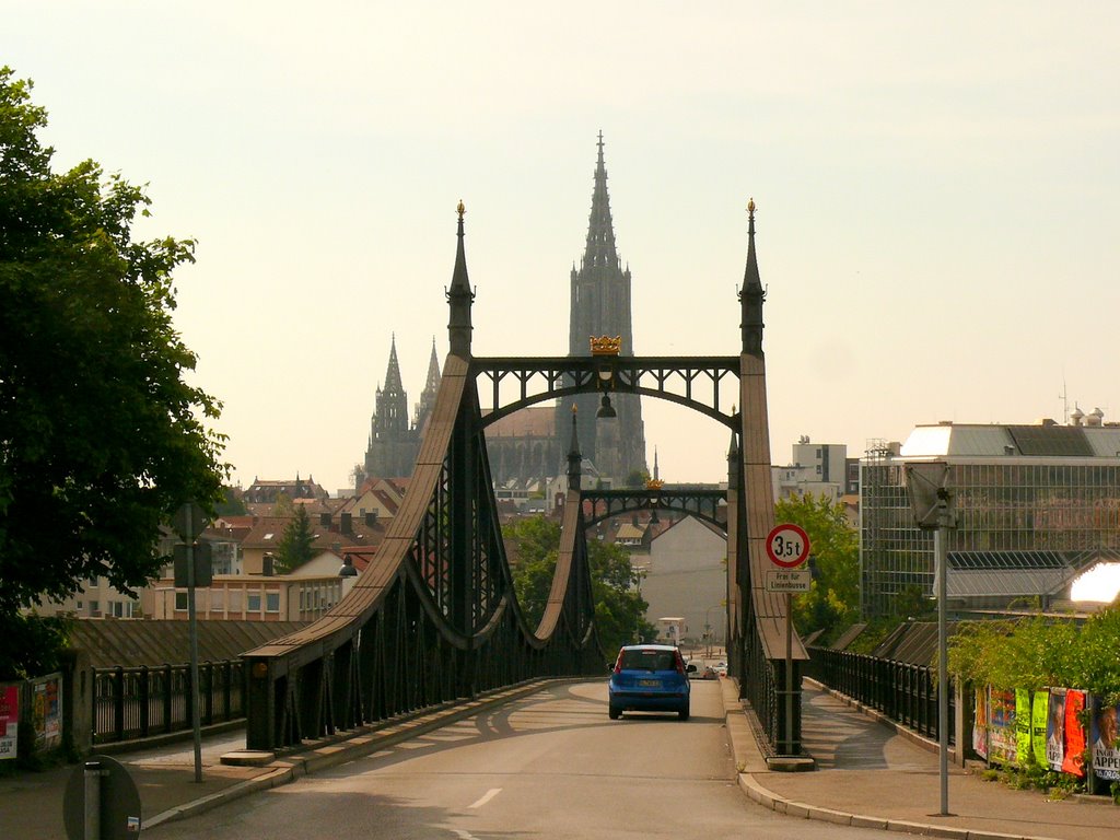 Blick über die Neue Torbrücke auf das Münster, Ульм