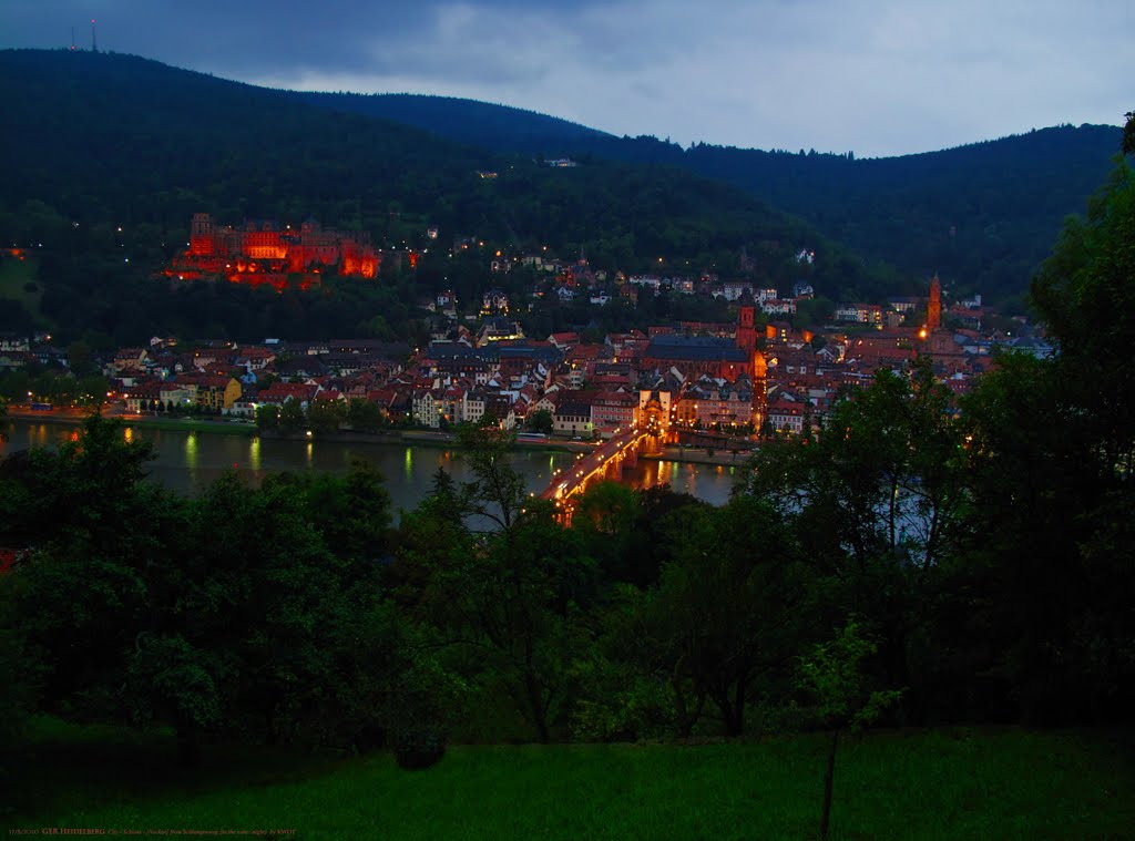 GER Heidelberg City - Schloss - [Neckar] {in the rain/blue hour} from Schlangenweg by KWOT, Хейдельберг