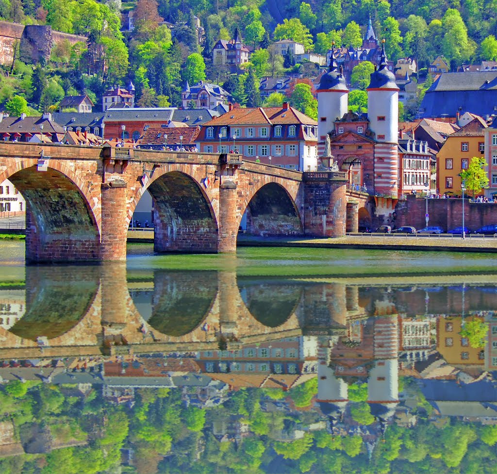 Heidelberg, Spiegelung am Neckar...., Хейдельберг