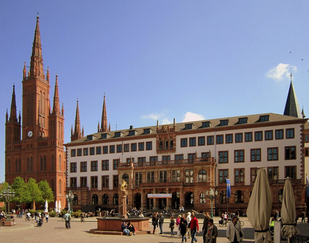 Marktkirche & Neues Rathaus / Market Church & New City Hall - Wiesbaden, Висбаден